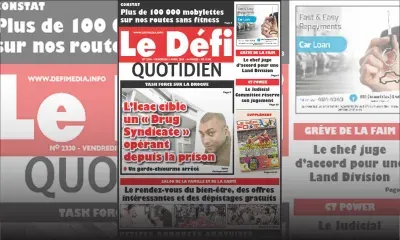 Voici la Une du Defi Quotidien de ce Vendredi 05 Avril 2019