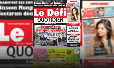 Voici la Une du Defi Quotidien de ce mardi 05 juin 2018