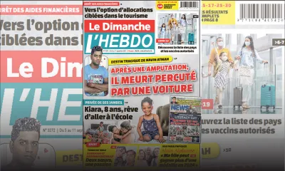 Voici la Une de Le Dimanche/L'Hebdo de ce dimanche 05 Septembre 2021