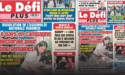 Voici la une du Défi Plus de ce samedi 05 Octobre 2024