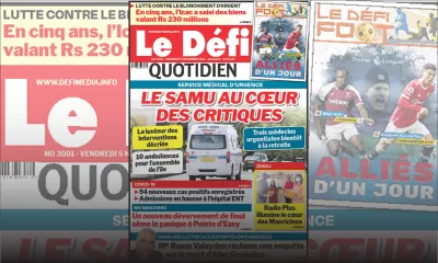 Voici la Une du Défi Quotidien de ce vendredi 05 Novembre 2021