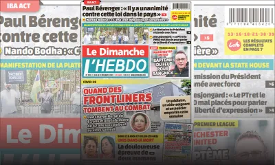 Voici la Une de Le Dimanche/L'Hebdo de ce dimanche 05 Decembre 2021