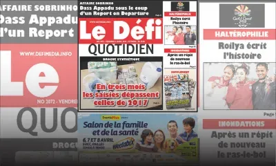Voici la Une du Defi Quotidien de ce vendredi 06 avril