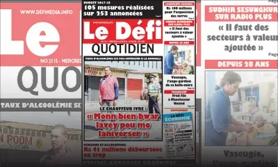 Voici la Une du Defi Quotidien de ce mercredi 06 juin 2018
