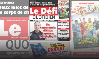 Voici la Une du Defi Quotidien de ce vendredi 06 juillet 2018