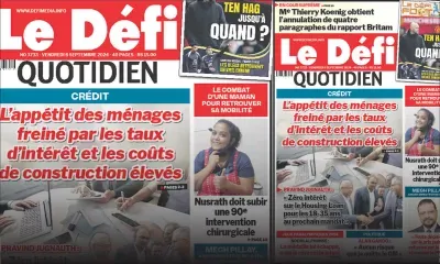 Voici la une du Défi Quotidien de ce Vendredi 06 Septembre 2024