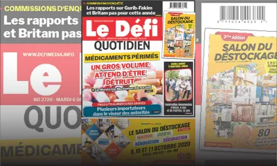 Voici la Une du Défi Quotidien de ce Mardi 06 Octobre 2020