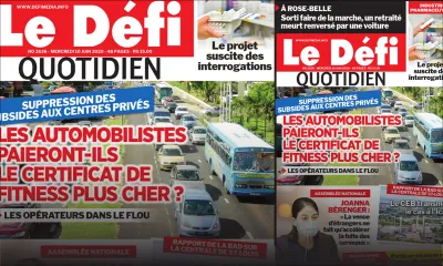 Voici la Une du Defi Quotidien de ce mercredi 10 juin 2020