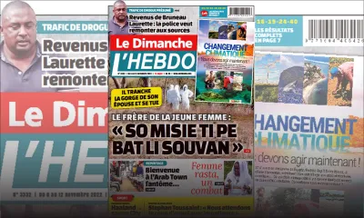 Voici la Une de Le Dimanche/L'Hebdo de ce dimanche 06 Novembre 2022