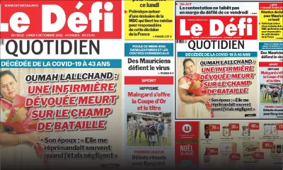 Voici la une du Défi Quotidien de ce lundi 06 Décembre 2021