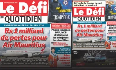 Voici la une du Défi Quotidien de ce Vendredi 06 Décembre 2024