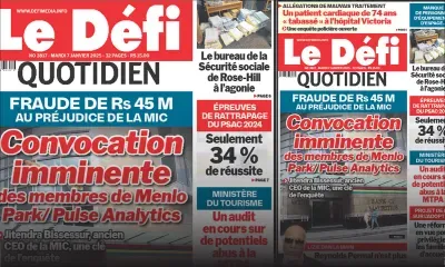 Voici la une du Défi Quotidien de ce Mardi 07 Janvier 2025