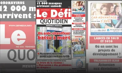 Voici la Une du Défi Quotidien de ce vendredi 07 février 2020