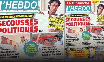 Voici la Une de Le Dimanche/L'Hebdo de ce dimanche 07 février 2021