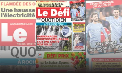 Voici la une du Défi Quotidien de ce lundi 05 mars 2022