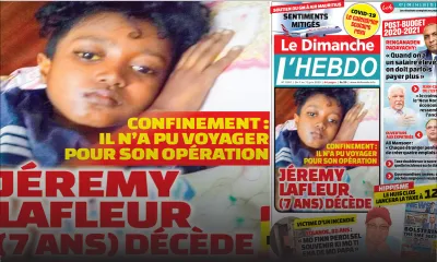 Voici la Une de Le Dimanche/L'Hebdo de ce dimanche 07 juin 2020