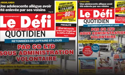 Voici la Une du Defi Quotidien de ce mardi 7 juillet 2020