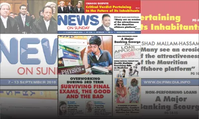 Voici la Une de News On Sunday de ce vendredi 07 Septembre 2018