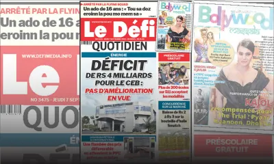 Voici la une du Défi Quotidien de ce Jeudi 07 Septembre 2023