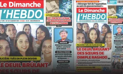 Voici la Une de Le Dimanche/L'Hebdo de ce Dimanche 07 Septembre 2025