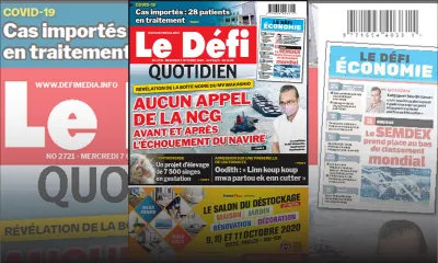 Voici la Une du Défi Quotidien de ce Mercredi 07 Octobre 2020