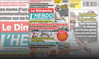 Voici la Une de Le Dimanche/L'Hebdo de ce dimanche 07 Novembre 2021
