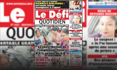 Voici la Une du Défi Quotidien de ce mercredi 08 janvier 2020