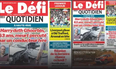 Voici la une du Défi Quotidien de ce Lundi 08 Avril 2024