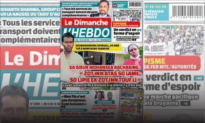 Voici la Une de Le Dimanche/L'Hebdo de ce dimanche 08 Mai 2022