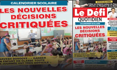 Voici la Une du Defi Quotidien de ce lundi 08 juin 2020