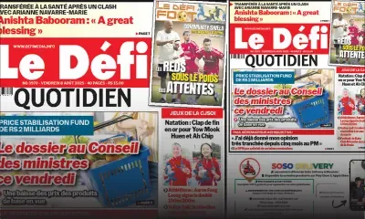 Voici la une du Défi Quotidien de ce Vendredi 08 Août 2025