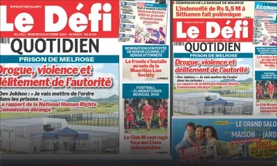 Voici la une du Défi Quotidien de ce Mercredi 08 Octobre 2025