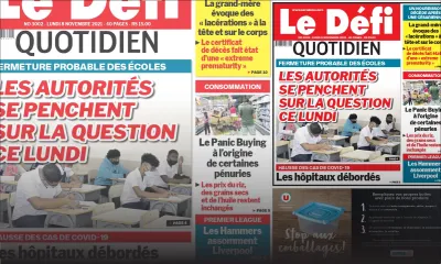 Voici la Une du Défi Quotidien de ce lundi 08 Novembre 2021
