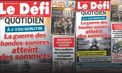 Voici la une du Défi Quotidien de ce Vendredi 08 Novembre 2024