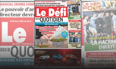 Voici la une du Défi Quotidien de ce Vendredi 08 Décembre 2023