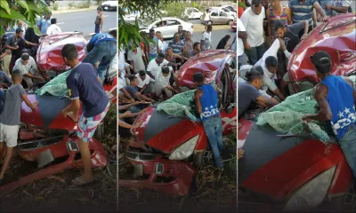 Calebasses : une voiture percute une moto et termine sa course contre un arbre