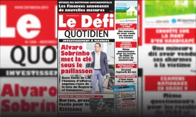 Voici la Une du Defi Quotidien de ce merdredi 09 janvier 2019