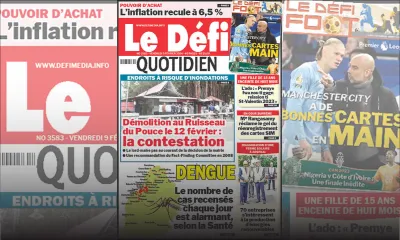 Voici la une du Défi Quotidien de ce Vendredi 09 Février 2024