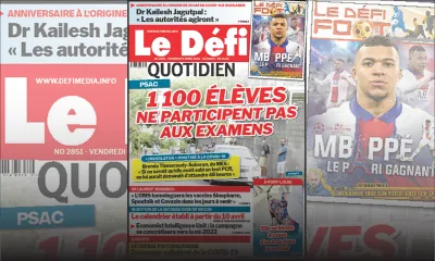 Voici la Une du Défi Quotidien de ce vendredi 09 avril 2021