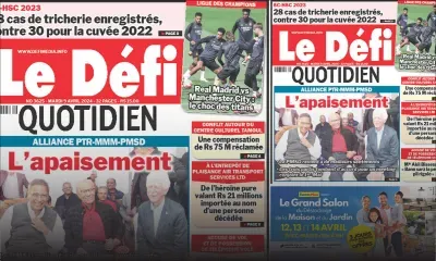 Voici la une du Défi Quotidien de ce Mardi 09 Avril 2024