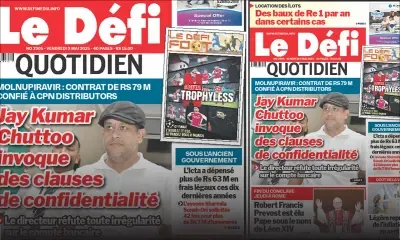 Voici la une du Défi Quotidien de ce Vendredi 09 Mai 2025