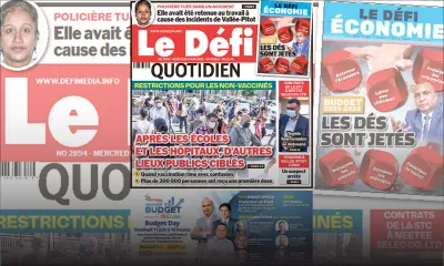 Voici la Une du Défi Quotidien de ce mercredi 09 juin 2021