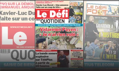 Voici la une du Défi Quotidien de ce Vendredi 09 Juin 2023