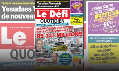 Voici la Une du Defi Quotidien de ce Jeudi 09 juillet 2020