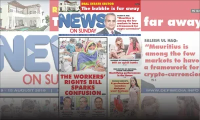 Voici la Une de News on Sunday de ce Vendredi 09 Août 2019