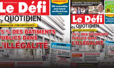 Voici la Une du Defi Quotidien de ce mercredi 09 Septembre 2020