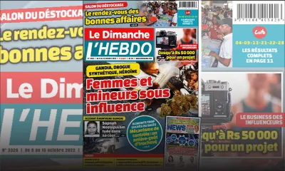Voici la Une de Le Dimanche/L'Hebdo de ce dimanche 09 Octobre 2022