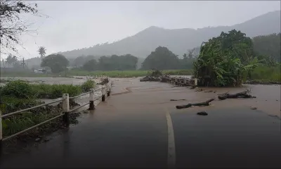 Bambous-Virieux : un pont endommagé après les averses