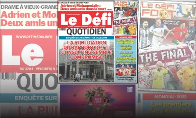 Voici la une du Défi Quotidien de ce vendredi 09 Décembre 2022