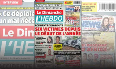 Voici la Une de Le Dimanche/L'Hebdo de ce dimanche 10 janvier 2021